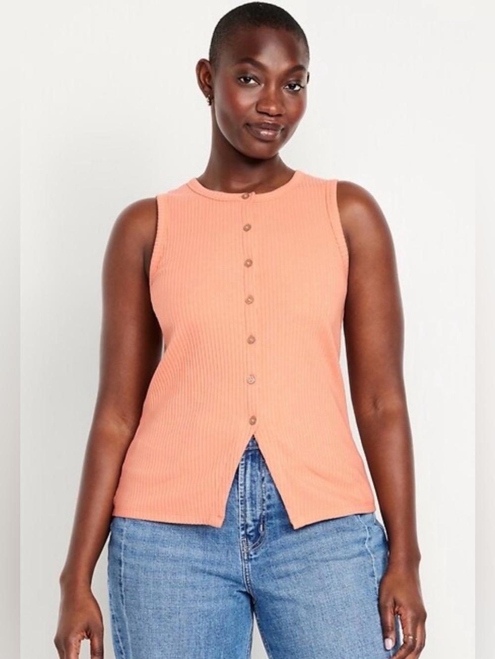 Old Navy Sleeveless Ribbed Button-Front Tank Top